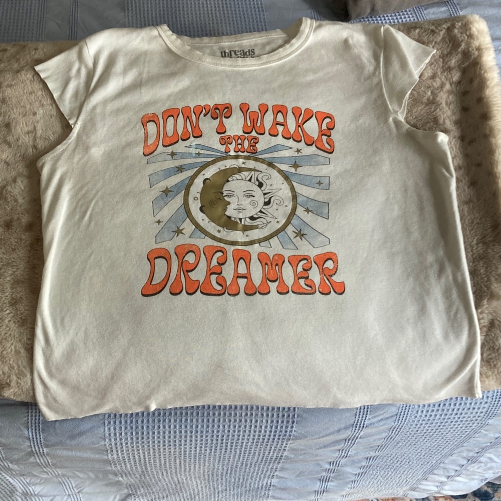 Don't Wake the Dreamer Graphic Tee - Cream with Orange